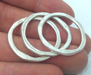 5 Antique Silver Plated Round , Connector ,Pendant,Findings 5 Pcs (29 mm)  G10960