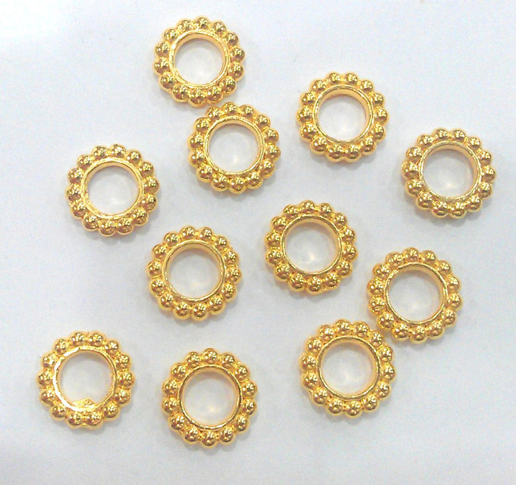 10 Pcs (10 mm) Gold Plated Metal Round , Findings G2012