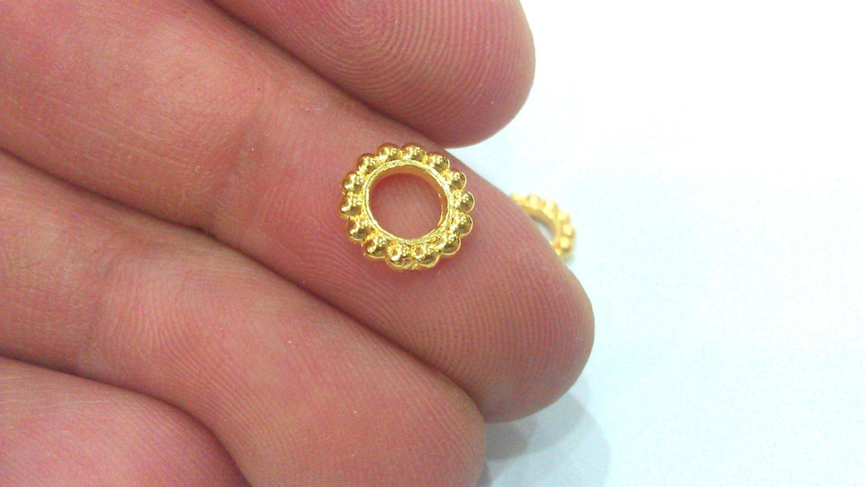 10 Pcs (10 mm) Gold Plated Metal Round , Findings G2012