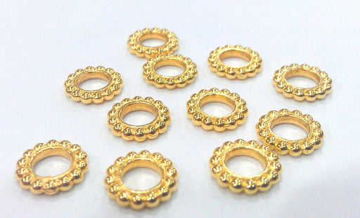 10 Pcs (10 mm) Gold Plated Metal Round , Findings G2012