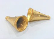 2 Gold Cone Gold Plated Brass Cones , Findings (29x17 mm) G12801