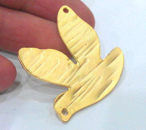 2 Dove Charms Bird Charms Matt Gold Plated Charms (35 mm.)  G2014