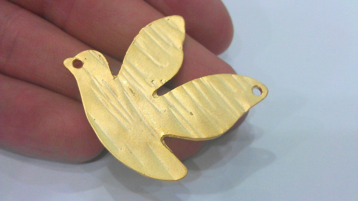 2 Dove Charms Bird Charms Matt Gold Plated Charms (35 mm.)  G2014