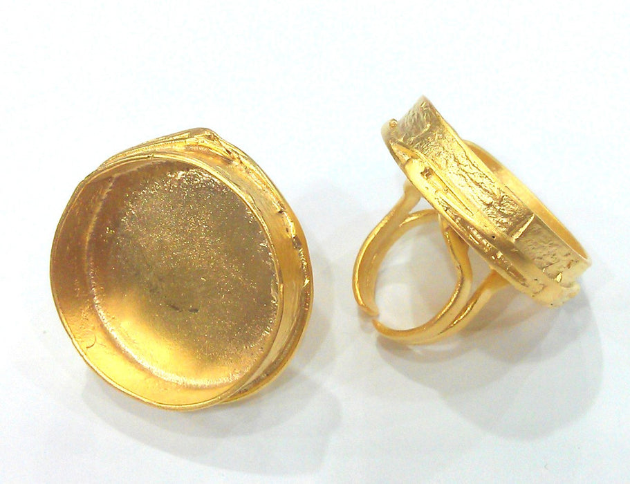 Adjustable Ring Blank (30mm Blank),Cabochon Base,Mountings , Gold Plated Brass G2025