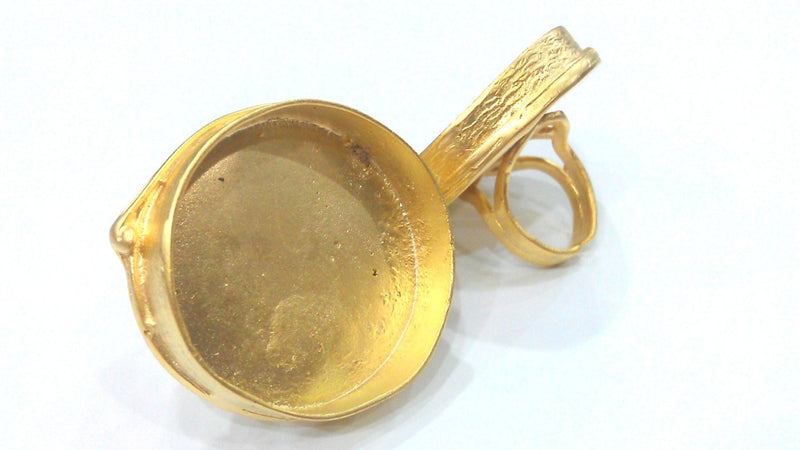 Adjustable Ring  Blank  (35mm Blank)  Bezel Settings,Cabochon Base,Mountings , Gold Plated Brass G2026