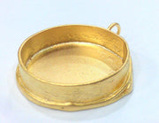 Gold Pendant Blank Bezel Settings  Mountings , Findings 30 mm,Gold Plated Brass  G2023