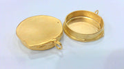 Gold Pendant Blank Bezel Settings  Mountings , Findings 30 mm,Gold Plated Brass  G2023