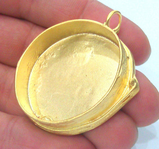 35 mm  Gold Plated Brass Bezel Settings , Mountings , Findings  G14411
