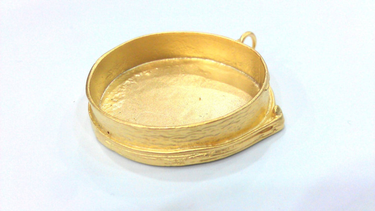35 mm  Gold Plated Brass Bezel Settings , Mountings , Findings  G14411