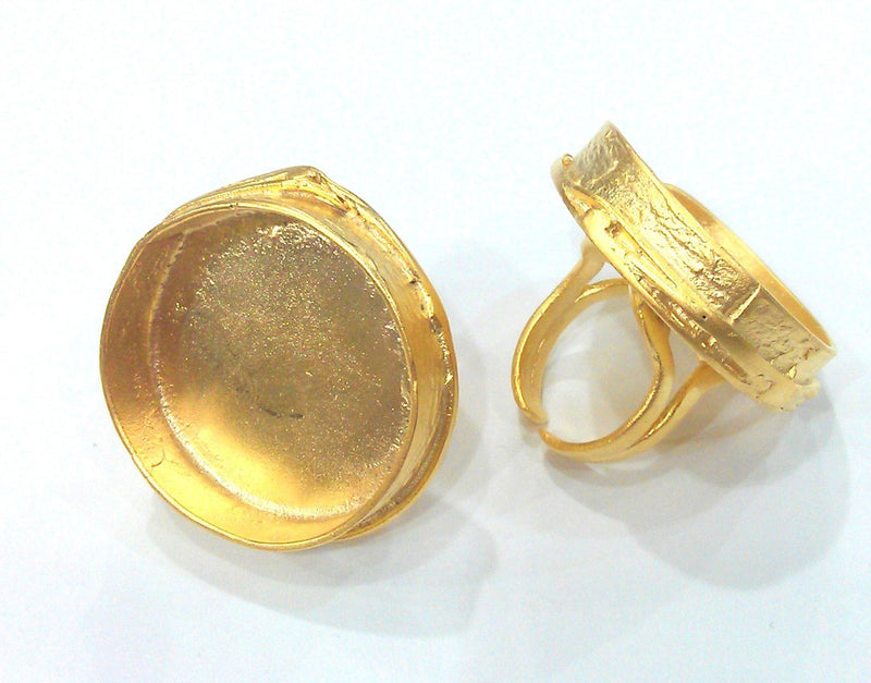 Adjustable Ring Blank (30mm Blank),Cabochon Base,Mountings , Gold Plated Brass G2025