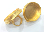 Adjustable Ring  Blank  (35mm Blank)  Bezel Settings,Cabochon Base,Mountings , Gold Plated Brass G2026