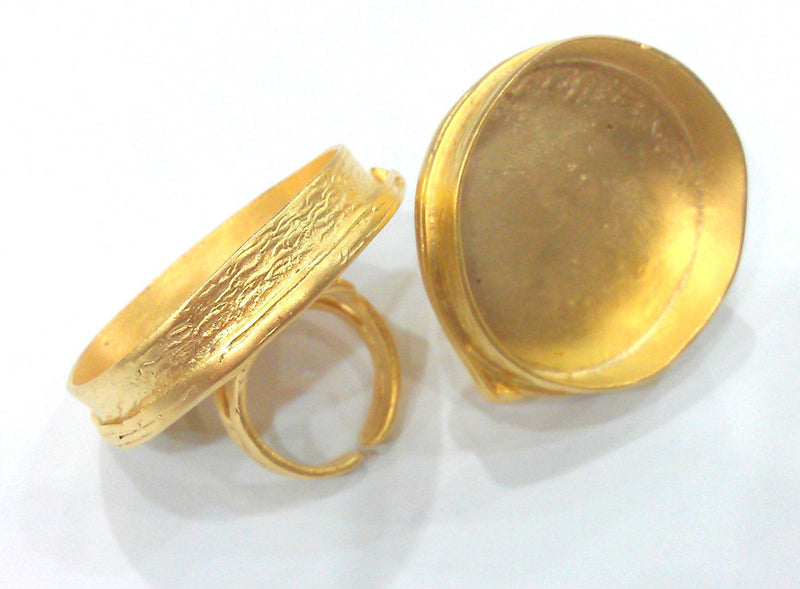 Adjustable Ring  Blank  (35mm Blank)  Bezel Settings,Cabochon Base,Mountings , Gold Plated Brass G2026