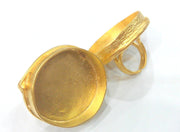 Adjustable Ring  Blank  (35mm Blank)  Bezel Settings,Cabochon Base,Mountings , Gold Plated Brass G2026