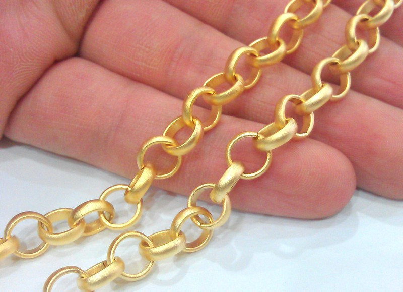 Gold Rolo Chain Gold Plated Rolo Chain , 1 meter - 3,3 Feet  (10 mm)  G21488
