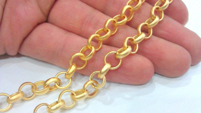 Gold Rolo Chain Gold Plated Rolo Chain , 1 meter - 3,3 Feet  (10 mm)  G21488