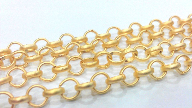 Gold Plated Rolo Chain 1 Meter - 3.3 Feet  (6 mm)  Gold Plated Rolo Chain  G10239