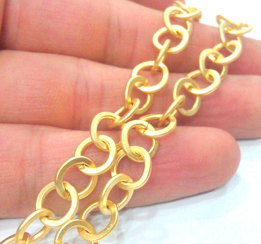 1 Meter - 3.3 Feet  (9 mm) Gold Plated Rolo Chain , G12155