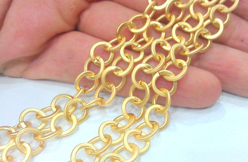 1 Meter - 3.3 Feet  (9 mm) Gold Plated Rolo Chain , G12155