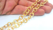 1 Meter - 3.3 Feet  (9 mm) Gold Plated Rolo Chain , G12155