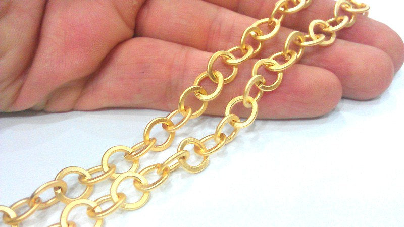1 Meter - 3.3 Feet  (9 mm) Gold Plated Rolo Chain , G12155