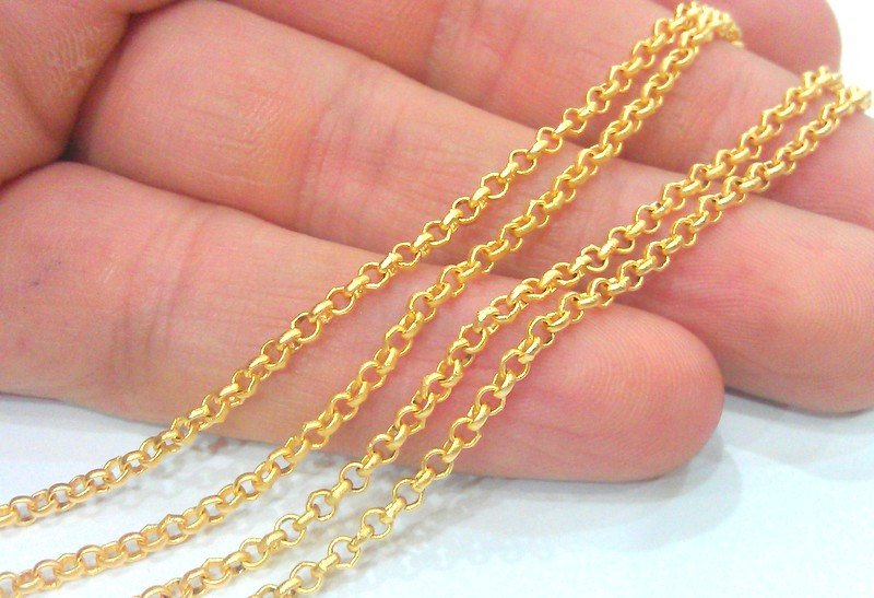 Gold Chain Gold Plated Chain 1 Meter - 3.3 Feet  (3x2 mm) G2070