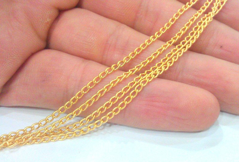 Gold Chain Gold Plated Chain 1 Meter - 3.3 Feet  (3x2 mm) G2070