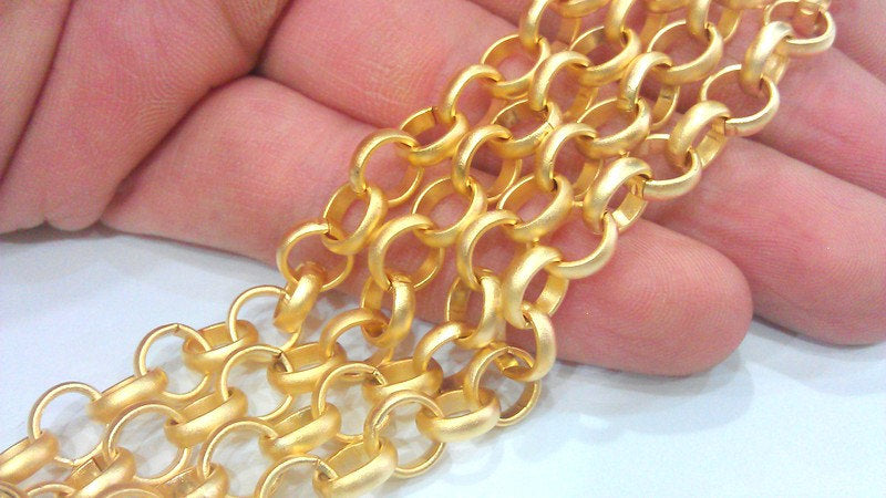 Gold Rolo Chain Gold Plated Rolo Chain , 1 meter - 3,3 Feet  (10 mm)  G21488