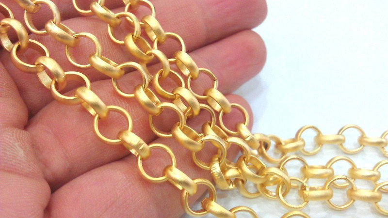 Gold Rolo Chain Gold Plated Rolo Chain , 1 meter - 3,3 Feet  (10 mm)  G21488