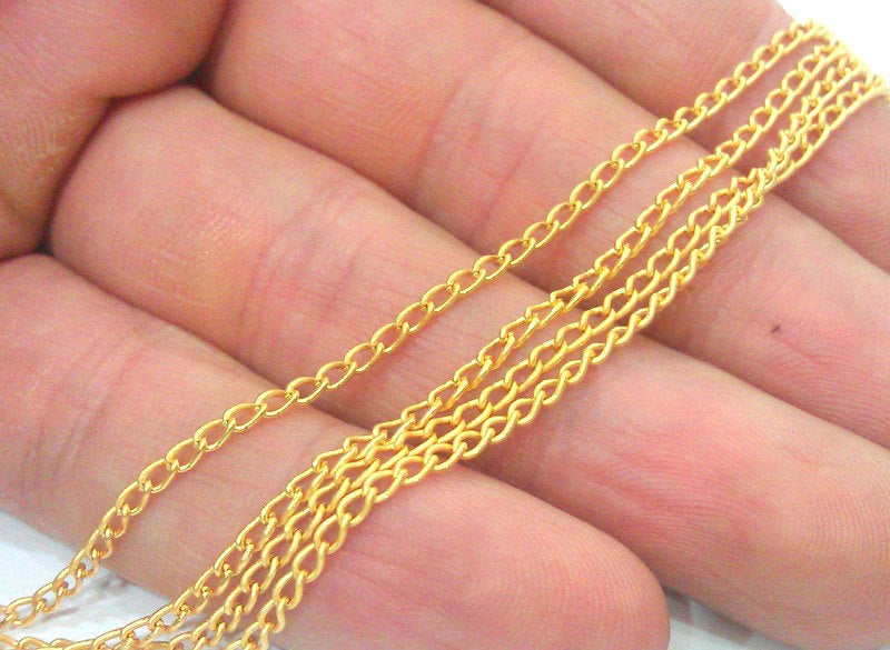 Gold Chain Gold Plated Chain 1 Meter - 3.3 Feet  (3x2 mm) G2070