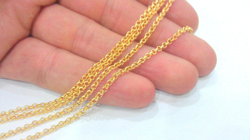 Gold Chain Gold Plated Chain 1 Meter - 3.3 Feet  (3x2 mm) G2070