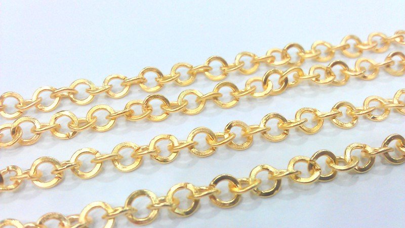 1 Meter - 3.3 Feet  (7 mm ) Gold Plated Chain G12300