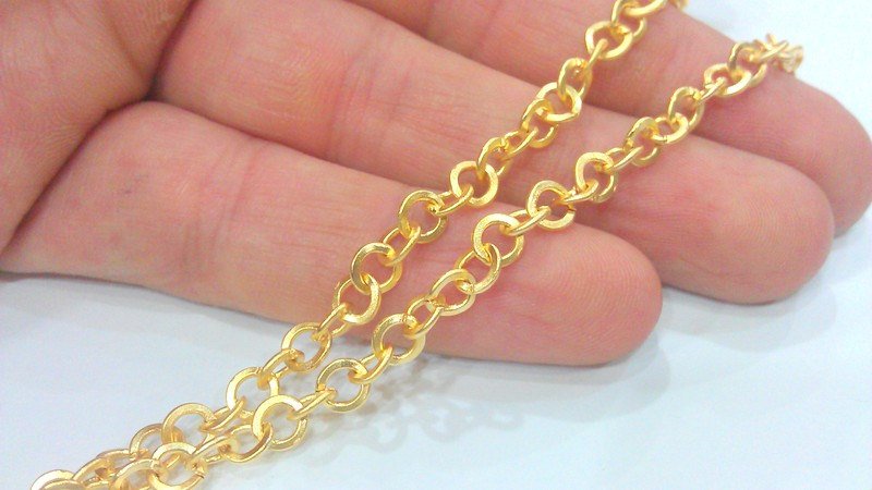 1 Meter - 3.3 Feet  (7 mm ) Gold Plated Chain G12300