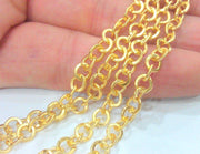 1 Meter - 3.3 Feet  (7 mm ) Gold Plated Chain G12300