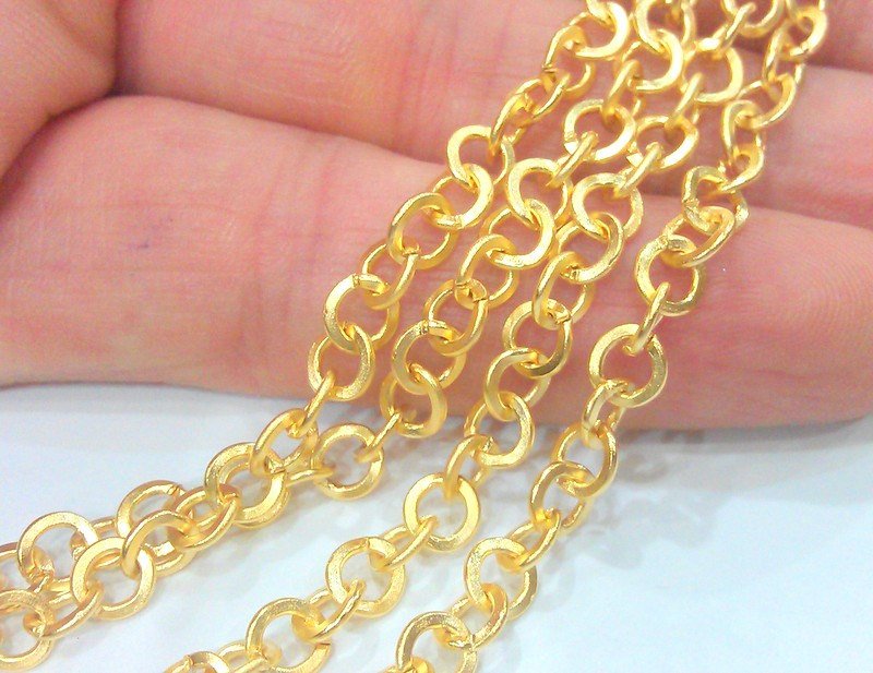 1 Meter - 3.3 Feet  (7 mm ) Gold Plated Chain G12300