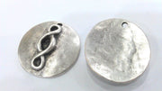 2 Pcs (34 mm) Oxidized Silver Plated  Medallion  Pendants (33 mm) G10952