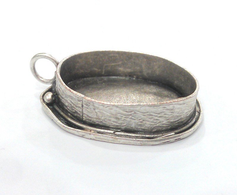 30x22 mm  Oxidized Silver Plated Brass Bezel Settings , Mountings , Findings  G17188