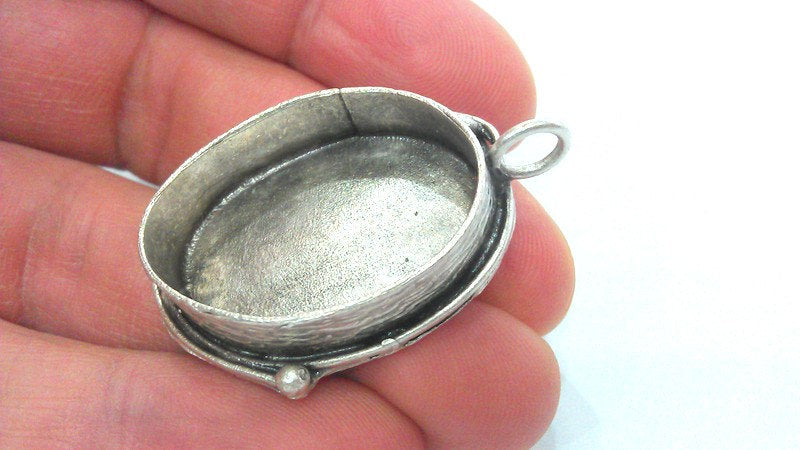 30x22 mm  Oxidized Silver Plated Brass Bezel Settings , Mountings , Findings  G17188