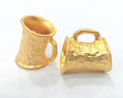 2 Pcs. Tube Pendant , Gold Plated Brass G2104