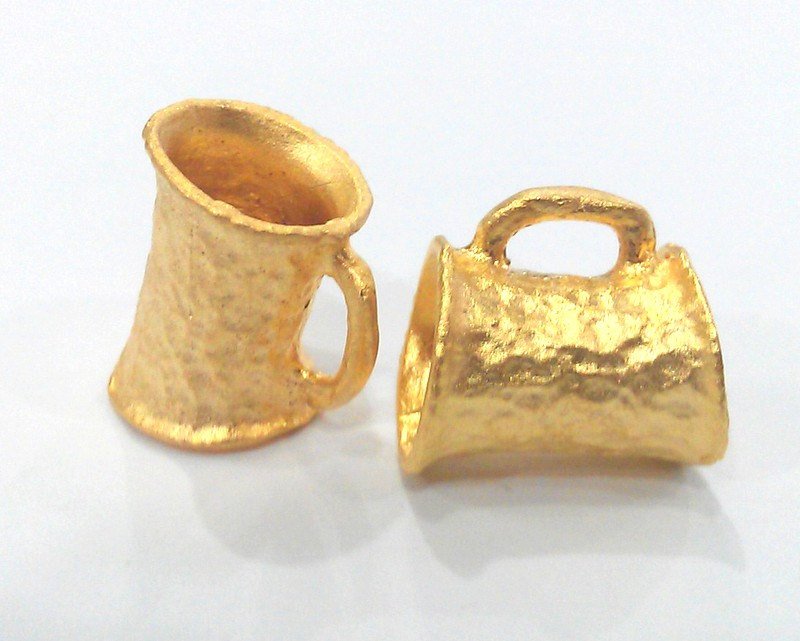 2 Pcs. Tube Pendant , Gold Plated Brass G2104