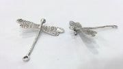 2 Dragonfly Pendant Antique Silver Plated Brass Double Hole Connector , Pendant   G16294