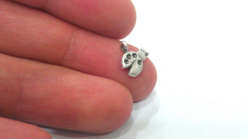 5 Pcs Antique Silver  Plated Brass Ladybug Charms, Pendant  G2130