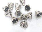 4 Pcs  Antique Silver Plated Brass Cones , Findings  G2131