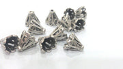 4 Pcs  Antique Silver Plated Brass Cones , Findings  G2131