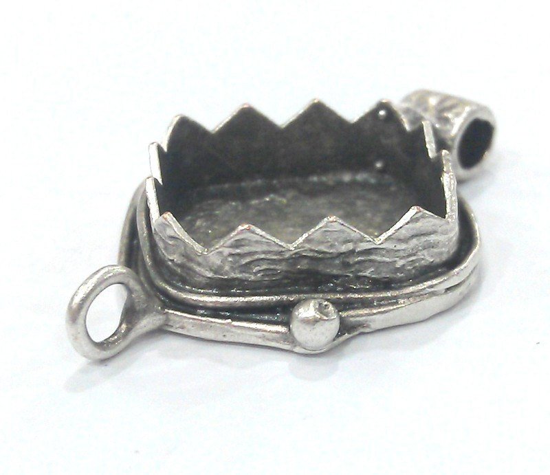 Antique Silver Pendant Blank Mountings , (16 mm) Findings  Antique Silver Plated Brass G12644