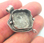 Antique Silver Pendant Blank Mountings , (16 mm) Findings  Antique Silver Plated Brass G12644