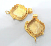 Gold Pendant Blank Cabochon Base , Gold Plated Brass  2102