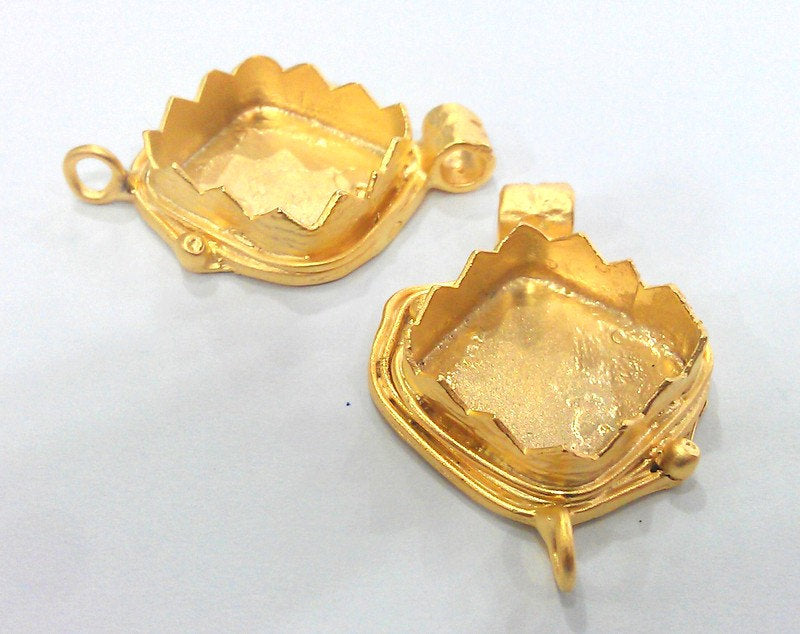 Gold Pendant Blank Cabochon Base , Gold Plated Brass  2102
