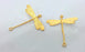 2 Pcs Dragonfly Double Holes Connector , Pendant   Gold Plated Brass G2103