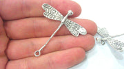 2 Dragonfly Pendant Antique Silver Plated Brass Double Hole Connector , Pendant   G16294