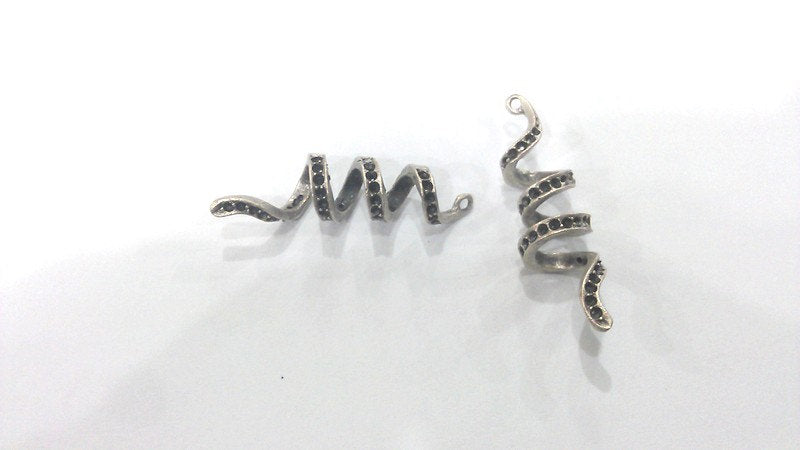 2 Antique Silver Plated Brass Charms  G14562